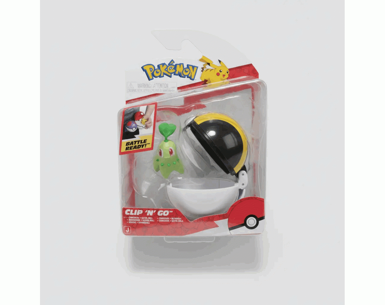 Figura Jazwares- Clip N Go Chikorita Pokémon Ultra Ball